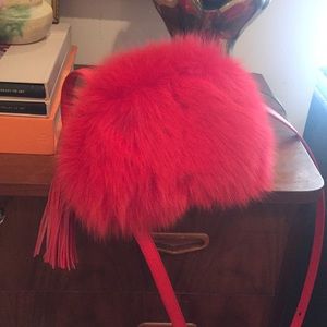 Loeffler Randall Red Fur Crossbody